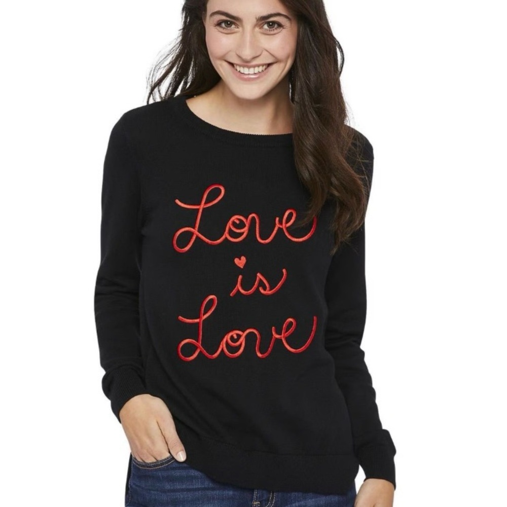 Ellen Degeneres Blue and Red Crew Neck Sweater